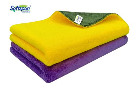 Softspun 900 Gsm Microfiber Double Layered Cloth Towel Set Extra Thi