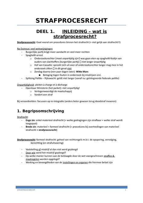 Samenvatting Alles Strafprocesrecht Deel 1 Inleiding Wat Is