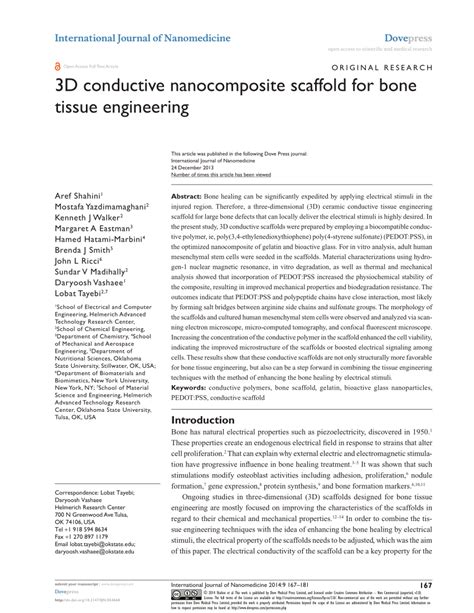 Pdf 3d Conductive Nanocomposite Scaffold For Bone Tissue Engineering