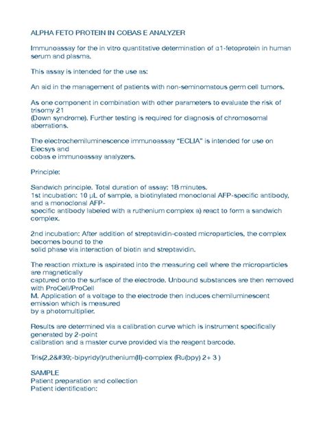 Principle of Alpha Feto Protein Testing | PDF