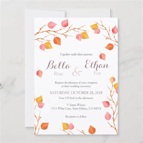 Autumn Leaves Fall Wedding Invitations | Zazzle.com