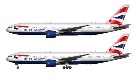 British Airways Boeing 777 236 Er Side View Illustration Norebbo