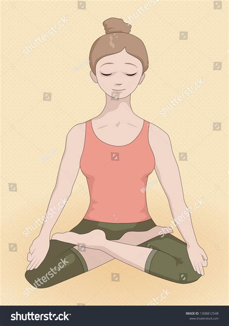 Woman Doing Yoga Lotus Pose Padmasana Stock Vector Royalty Free