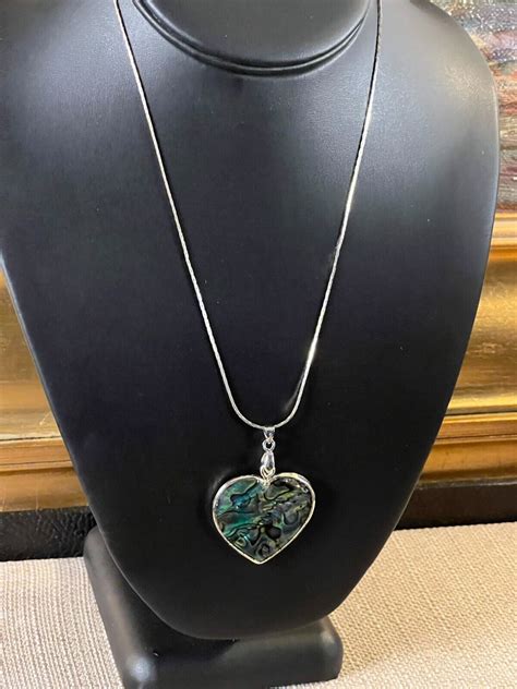 Paua Abalone Shell Heart Pendant Gem