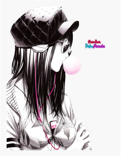 Anime Girl Chewing Bubble Gum, HD Png Download , Transparent Png Image ...