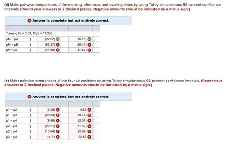 Solved D Make Pairwise Comparisons Of The Morning