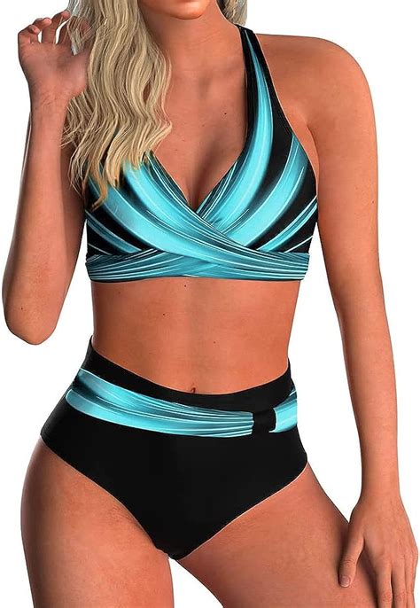 Zueauns Bikini Damen Bauchweg Gro E Br Ste Badeanzug High Waist Push Up