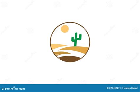 Cactus Desert Plant With Sun Icon Flat Icon Vector Logo Design