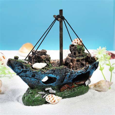 Fischerboot Aquarium Dekoration Zubeh R F R Aquarien Piratenschiff Ebay