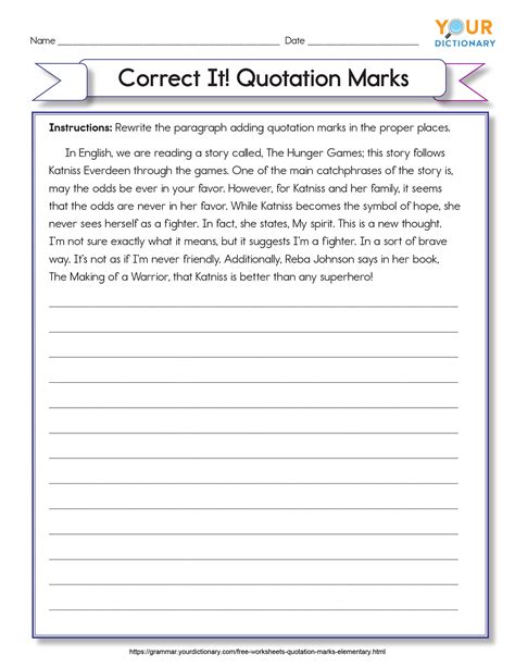 Speech Marks Quotation Marks Worksheets Easyteaching Net Quotation