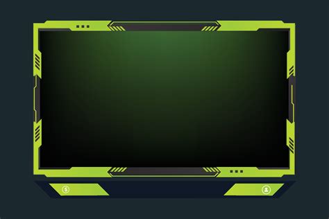 Live Broadcast Screen Panel Vector With Green Color Online Gaming Frame Decoration With Buttons