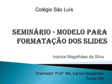 Formatar Slide Semin Rio Titulo