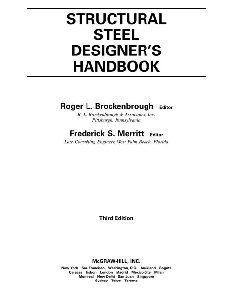 Structural Steel Designers Handbook Aisc Aashto Aisi Astm And Asce 07 Design Standards 4th Edition By Brockenbrough Roger Merritt Frederick 2005 Hardcover 5