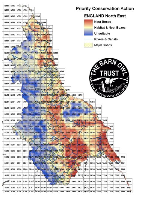 A map showing habitat suitability and conservation priorities for Barn
