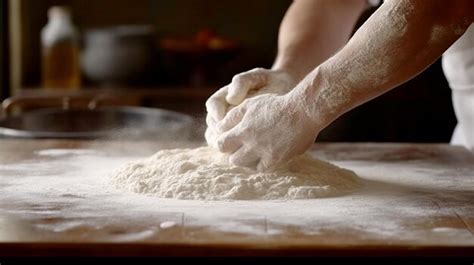 Premium AI Image The Process Of Preparing Dough In The Kitchen Man