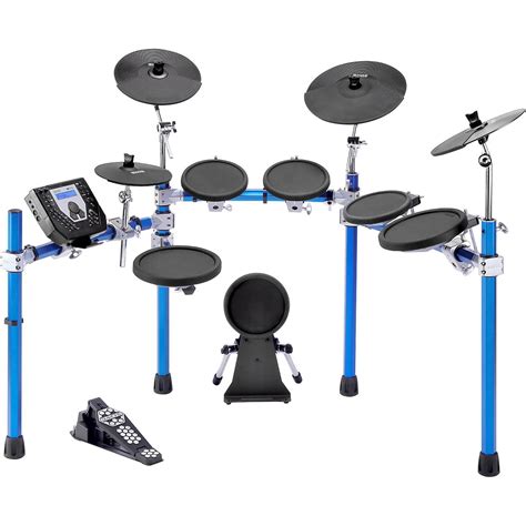 Simmons Sd1500 Electronic Drum Set With Blue Metallic Rack Woodwind