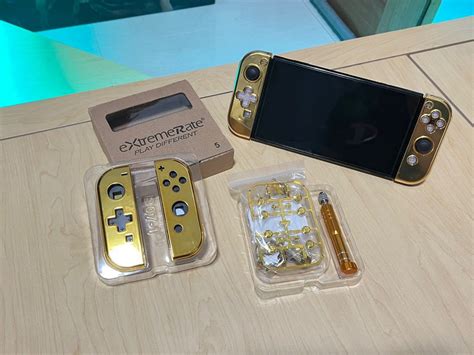 Extremerate Chrome Gold Nintendo Joycon Housing Shell Video Gaming