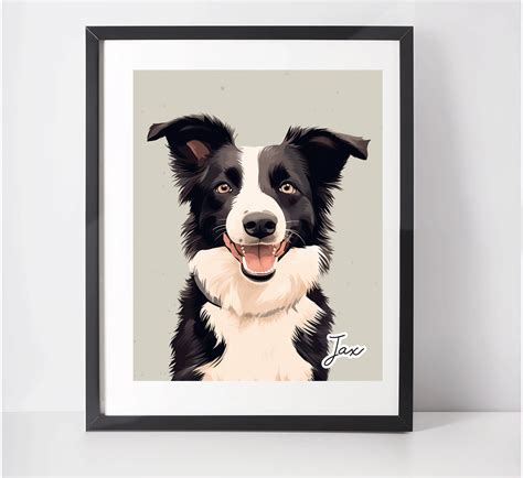 Personalised Border Collie Art Print Bellisima Uk