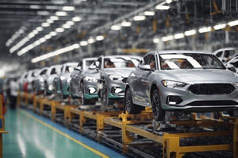 Línea De Montaje De Producción En Masa De Automóviles Foto Premium