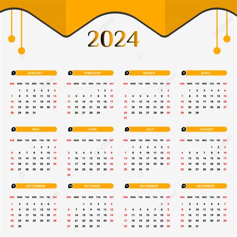 Calendario Anual Con Estilo Geom Trico Amarillo Y Negro Png