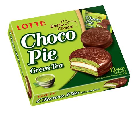 Lotte Choco Pie Green Tea 12pk 336 g | Lotte choco pie, Choco pie ...