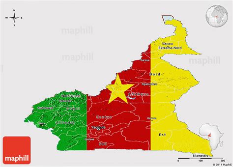 Flag Panoramic Map of Cameroon