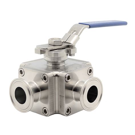 Square Type Fulled Cavity Seat 3 Way Tri Clamped Ball Valve China