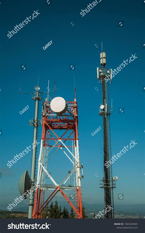 Telecommunication Cellular Network Towers Antennas Base Stock Photo ...