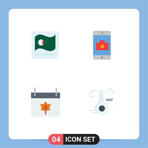 Modern Set of 4 Flat Icons Pictograph of bangladesh calendar bangla