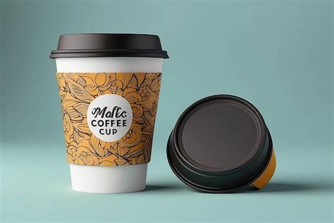 Premium Photo Disposable Coffee Paper Cup Mockup Design