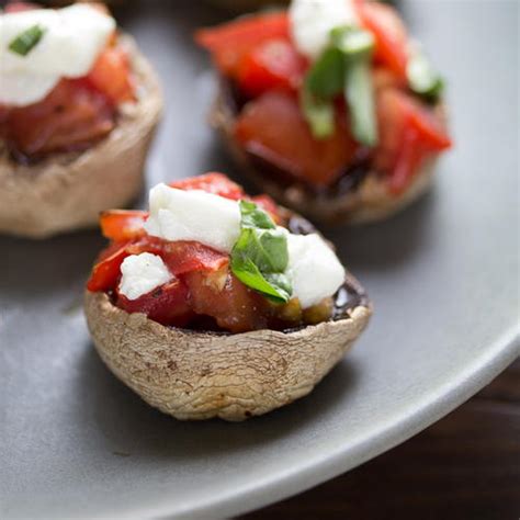 Bruschetta And Goat Cheese Stuffed Mushroom Caps