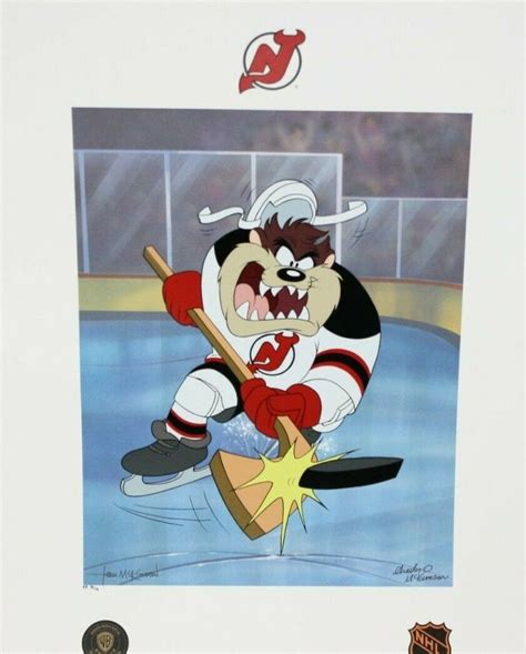 Looney Tunes New Jersey Nj Devils Warner Bros Taz Nhl Hockey Slapshot