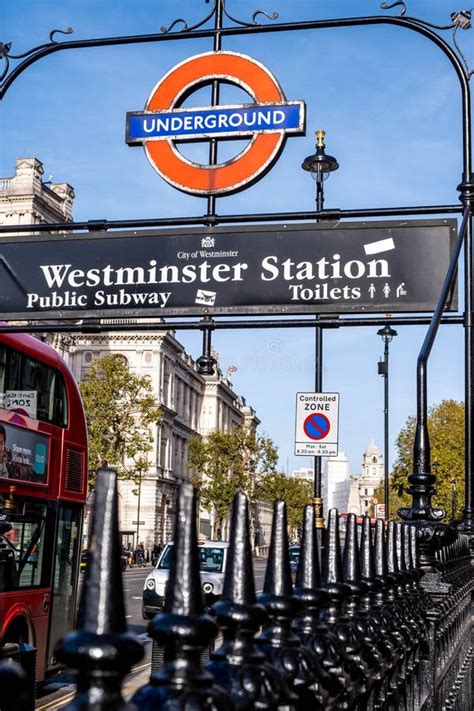 Entrance And Sign For Westminster Underground Station City Of