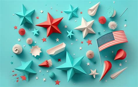 Premium AI Image Independence Day Paper Art Th Of July Patriot