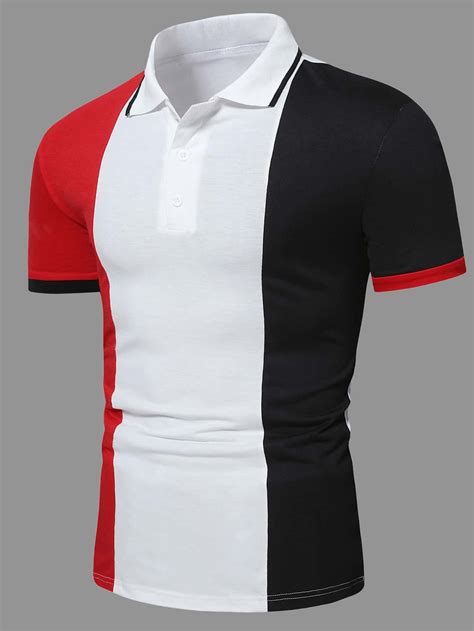 Multicolor Casual Short Sleeve Polyester Colorblock Embellished Medium Stretch Summer Men Tops