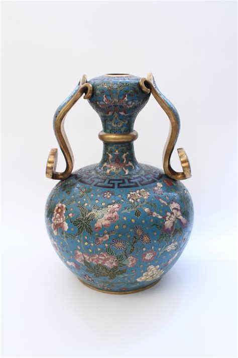 A Cloisonn Enamel Garlic Neck Vase With Ruyi Handles Qing Dynasty