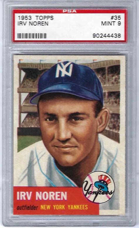 1953 Topps Irv Noren Card 35 New York Yankees PSA MINT 9 EBay