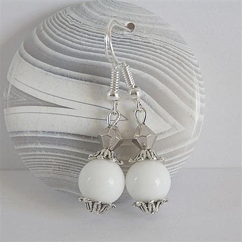 Boucles D Oreilles Pierres Naturelles Onyx Blanc Accessoires Femme