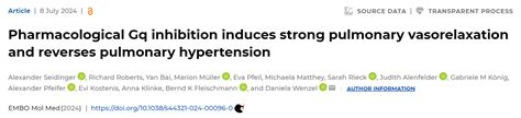 EMBO Mol MedGq蛋白在肺动脉高压治疗中的关键作用及新型治疗化合物FR900359的研究进展 MedSci cn