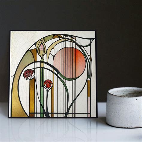 Mackintosh Art Deco Abstract Floral Wall Decor Cer Ceramic Tile ...