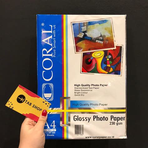 Jual TAB SHOP CORAL GLOSSY PHOTO PAPER 230 GSM A4 20 SHEETS KERTAS