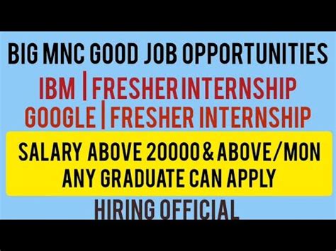 Ibm Google Internship Fresher Job Any Graduate Tamil