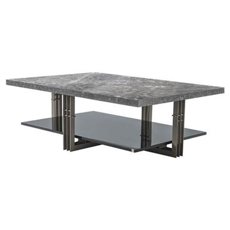 Adriana Hoyos Bolero Modern Grey Marble Top Bronze Metal Rectangular