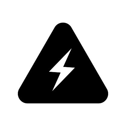 Electrical Warning Sign Black And White Color Vector Stock Illustration ...