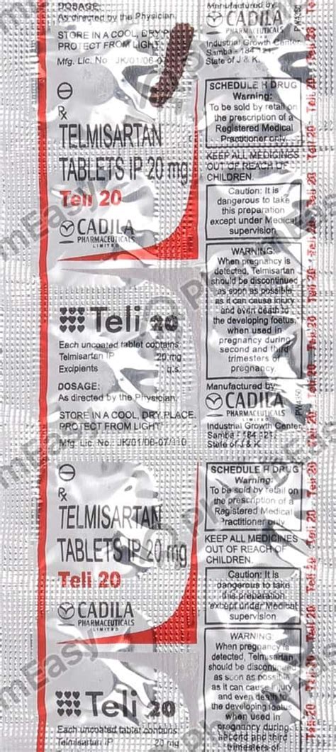 Teli 20 Mg Tablet 10 Uses Side Effects Price And Dosage Pharmeasy