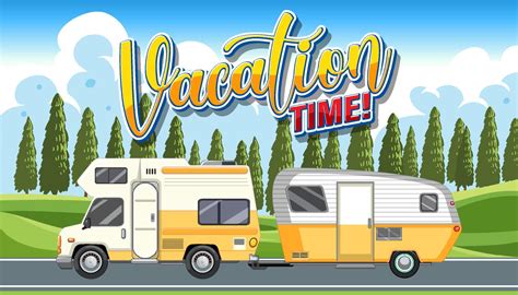 Summer Travel Vacation Logo Concept With Motorhome Vector Art