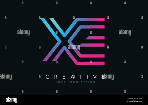 Monogram Lines Xe X E Letter Logo Design In Neon Colors Creative