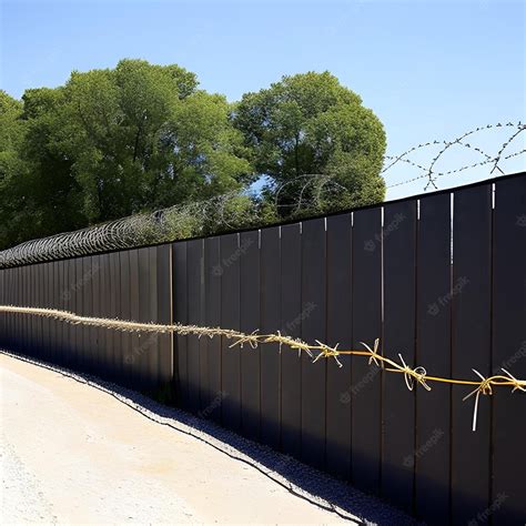 Premium Photo | A black fence with barbed wire on top and a black fence ...