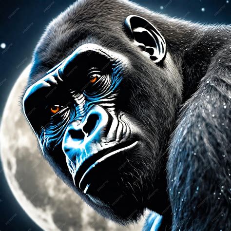 Premium Photo Gorilla On The Background Of The Moon