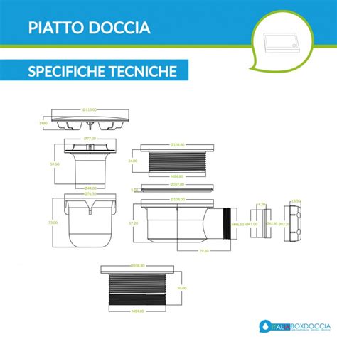 Piletta per piatto doccia con coperchio cromato ispezionabile Ø 90